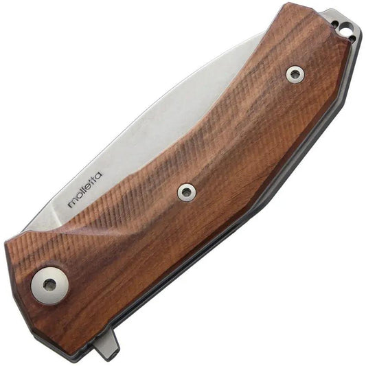 LionSteel Kur Linerlock Knife Santos Wood Handle Premium EDC Ready Sleipner Drop Point Blade by LionSTEEL