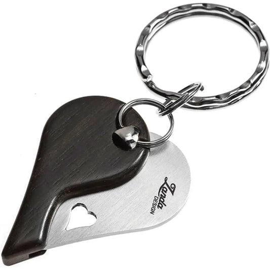 LionSteel LionBeat Heart Ebony Wood EDC Knife With Laser Heart Cutout And Keyring by LionSTEEL