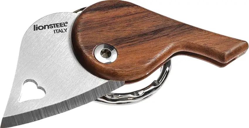 LionSTEEL LionBeat Heart Santos Wood Pocket Knife For EDC Enthusiasts With Laser Heart Cutout Keyring by LionSTEEL