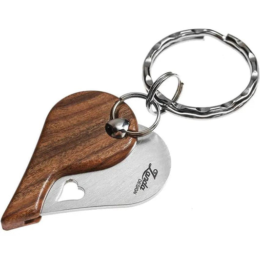 LionSTEEL LionBeat Heart Santos Wood Pocket Knife For EDC Enthusiasts With Laser Heart Cutout Keyring by LionSTEEL