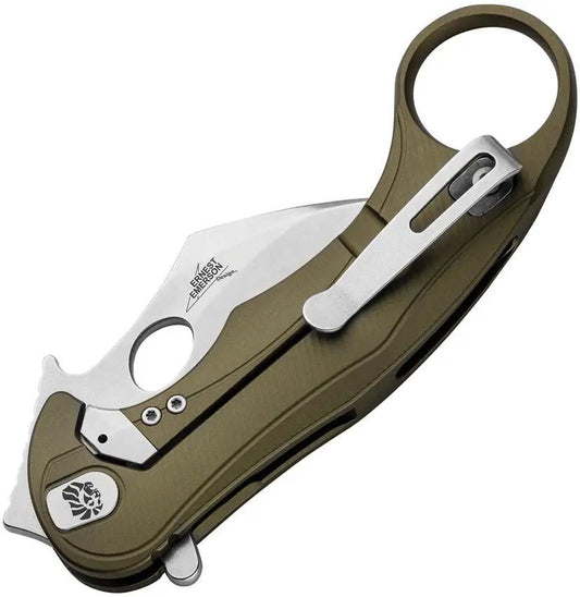 LionSteel LEone Mid Framelock Karambit Knife Green Aluminum Handle M390 Stonewash Blade For EDC Enthusiasts by LionSTEEL