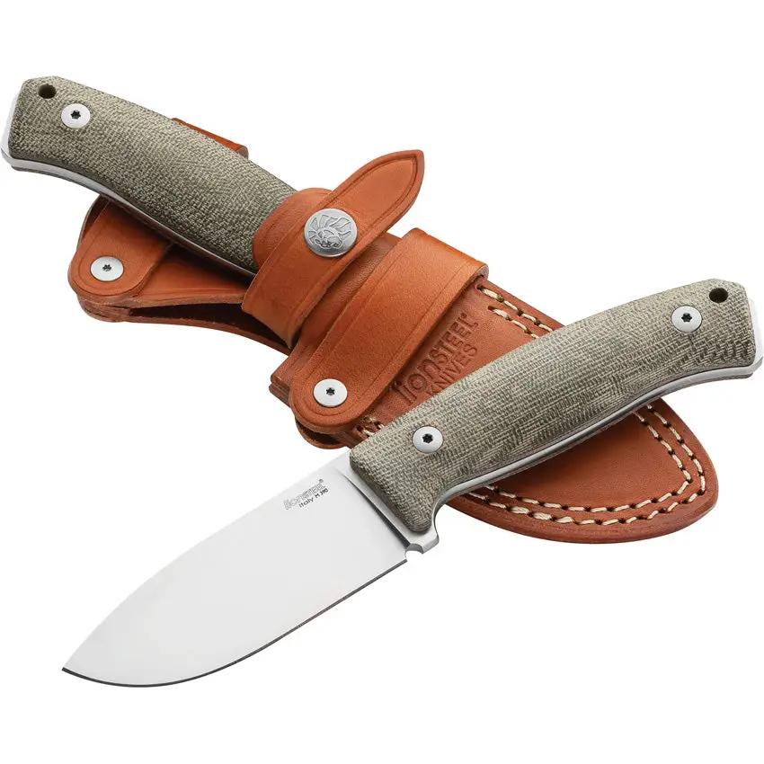 LionSTEEL M2M Fixed Blade Knife For Outdoor Enthusiasts With Green Canvas Micarta Handle 3.5in M390 Blade Full Tang by LionSTEEL