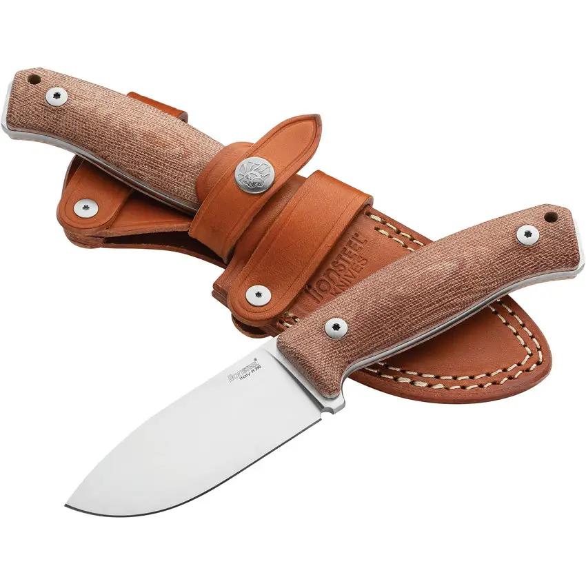 LionSTEEL Premium M2M Fixed Blade Knife Full Tang 3.5in M390 Blade Natural Canvas Micarta Handle For EDC Enthusiasts by LionSTEEL