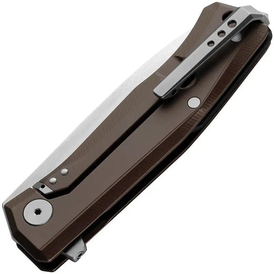 LionSteel Myto Framelock Folding Knife M390 Satin Blade Aluminum Brown Handle Glass Breaker For Everyday Carry by LionSTEEL