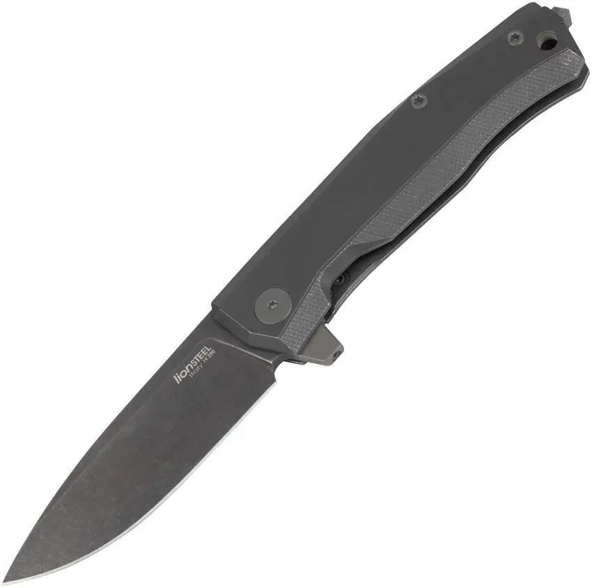 LionSTEEL Myto Framelock Titanium Black MT01B BW Premium EDC Knife With Bohler M390 Blade And Glass Breaker by LionSTEEL