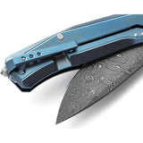 LionSTEEL Myto Framelock Damascus Knife Chad Nichols Blue Raindrop Damascus Blade Titanium Handle EDC by LionSTEEL