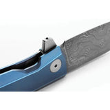 LionSTEEL Myto Framelock Damascus Knife Chad Nichols Blue Raindrop Damascus Blade Titanium Handle EDC by LionSTEEL