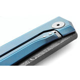 LionSTEEL Myto Framelock Damascus Knife Chad Nichols Blue Raindrop Damascus Blade Titanium Handle EDC by LionSTEEL
