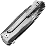 LionSteel Myto Framelock Damascus Gray Titanium Handle With Extended Tang And Glass Breaker For EDC Enthusiasts by LionSTEEL