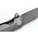 LionSteel Myto Framelock Damascus Gray Titanium Handle With Extended Tang And Glass Breaker For EDC Enthusiasts by LionSTEEL