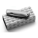 LionSteel Myto Framelock Damascus Gray Titanium Handle With Extended Tang And Glass Breaker For EDC Enthusiasts by LionSTEEL