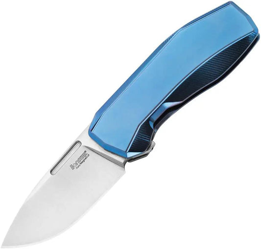 LionSTEEL N ONE Framelock Knife Premium MagnaCut Satin Blade Blue Titanium Handle For EDC Enthusiasts Gift Box by LionSTEEL