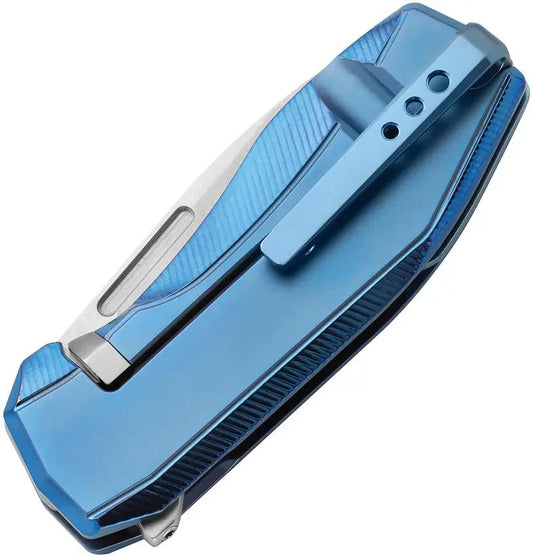 LionSTEEL N ONE Framelock Knife Premium MagnaCut Satin Blade Blue Titanium Handle For EDC Enthusiasts Gift Box by LionSTEEL