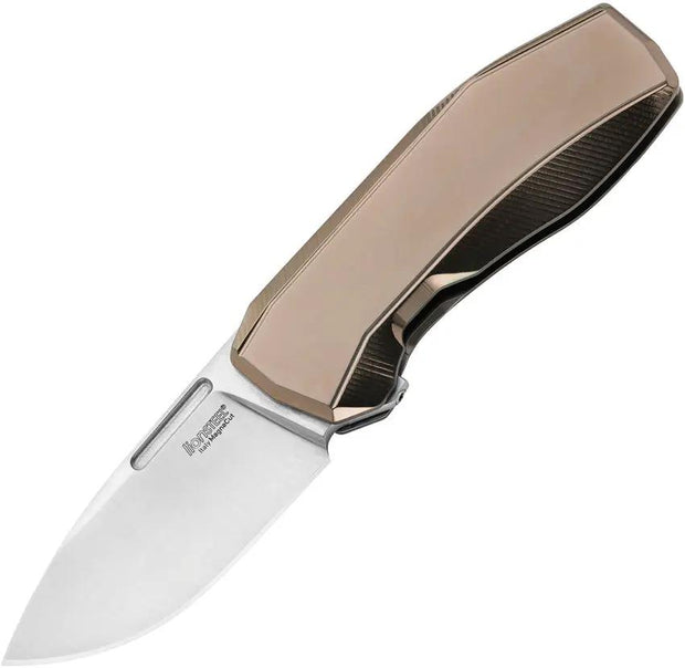 LionSTEEL N.ONE Framelock Knife For EDC Enthusiasts With MagnaCut Blade Bronze Titanium Handle Extended Tang by LionSTEEL