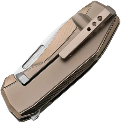 LionSTEEL N.ONE Framelock Knife For EDC Enthusiasts With MagnaCut Blade Bronze Titanium Handle Extended Tang by LionSTEEL