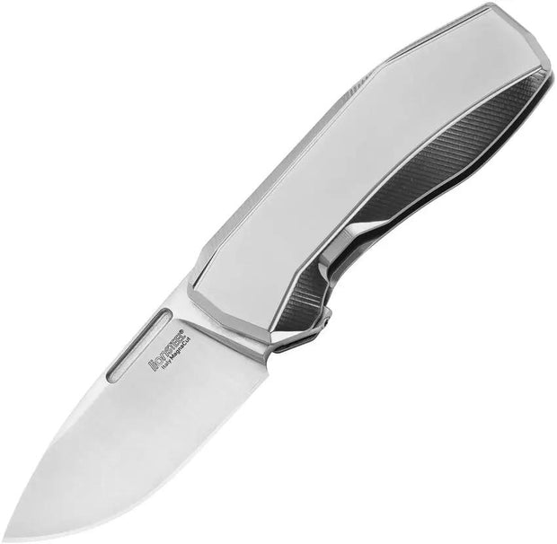 LionSTEEL N ONE Framelock Knife Gray Titanium Handle Two And A Half Inch MagnaCut Blade EDC Premium Gift Box by LionSTEEL