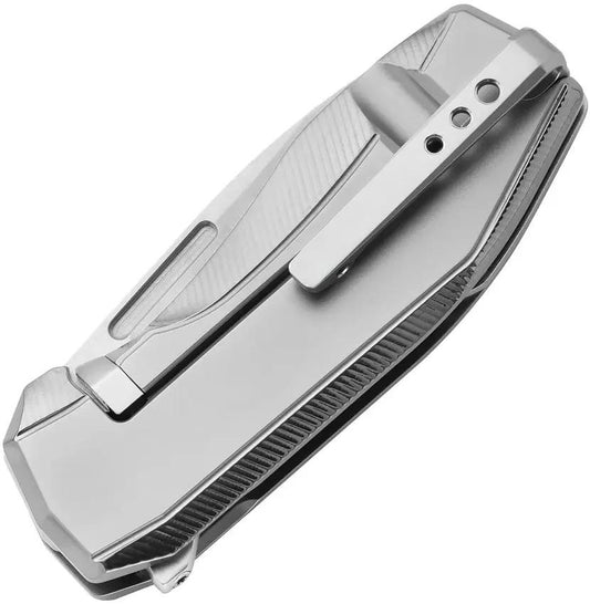 LionSTEEL N ONE Framelock Knife Gray Titanium Handle Two And A Half Inch MagnaCut Blade EDC Premium Gift Box by LionSTEEL