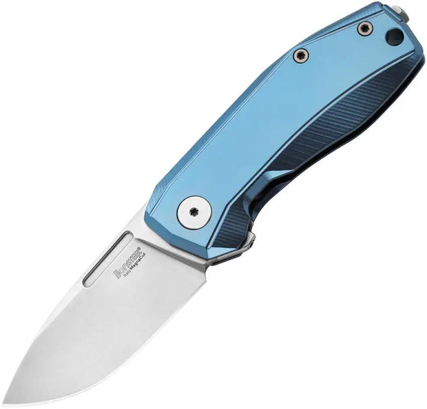 LionSteel Nano Framelock Blue Titanium EDC Knife With MagnaCut 2.5 Inch Blade Removable Flipper System For EDC Fans by LionSTEEL