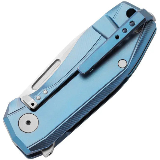 LionSteel Nano Framelock Blue Titanium EDC Knife With MagnaCut 2.5 Inch Blade Removable Flipper System For EDC Fans by LionSTEEL