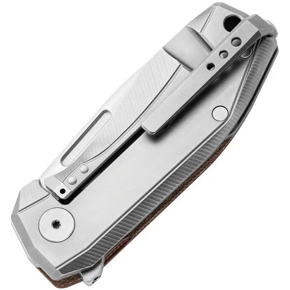 Premium LionSTEEL Nano Framelock Knife With MagnaCut Satin Blade Natural Micarta Handle EDC Enthusiasts by LionSTEEL