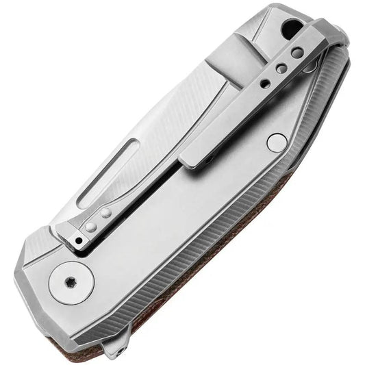 Premium LionSTEEL Nano Framelock Knife With MagnaCut Satin Blade Natural Micarta Handle EDC Enthusiasts by LionSTEEL