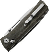 LionSteel Nini 1 Crossbar Lock Knife Green Canvas Micarta Handle M390 2.63in Drop Point for EDC Enthusiasts by LionSTEEL