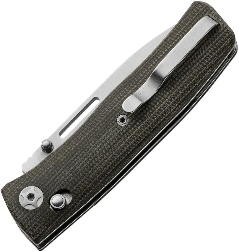 LionSteel Nini 1 Crossbar Lock Knife Green Canvas Micarta Handle M390 2.63in Drop Point for EDC Enthusiasts by LionSTEEL