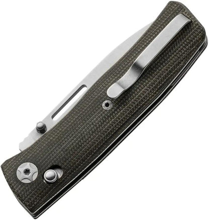 LionSteel Nini 1 Crossbar Lock Knife Green Canvas Micarta Handle M390 2.63in Drop Point for EDC Enthusiasts by LionSTEEL