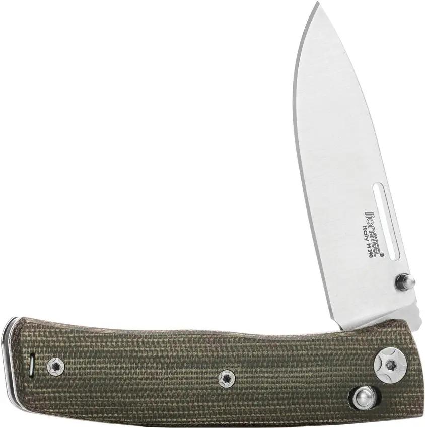 LionSteel Nini 1 Crossbar Lock Knife Green Canvas Micarta Handle M390 2.63in Drop Point for EDC Enthusiasts by LionSTEEL