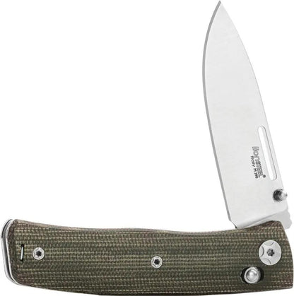 LionSteel Nini 1 Crossbar Lock Knife Green Canvas Micarta Handle M390 2.63in Drop Point for EDC Enthusiasts by LionSTEEL