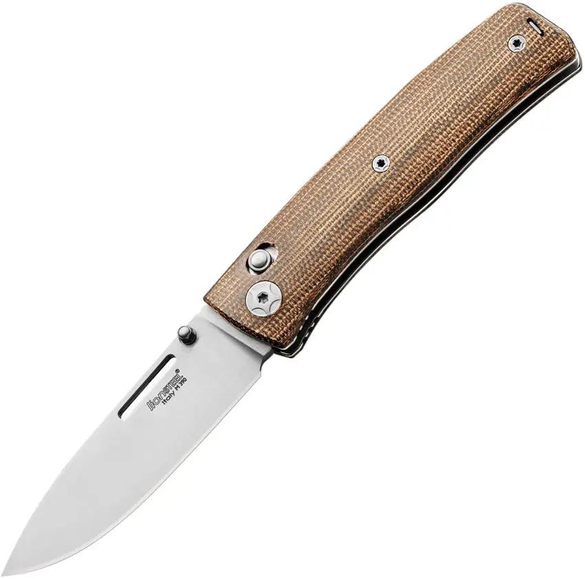 LionSteel Nini 1 Crossbar Lock Knife For EDC Enthusiasts With M390 Blade Natural Canvas Micarta Handle by LionSTEEL