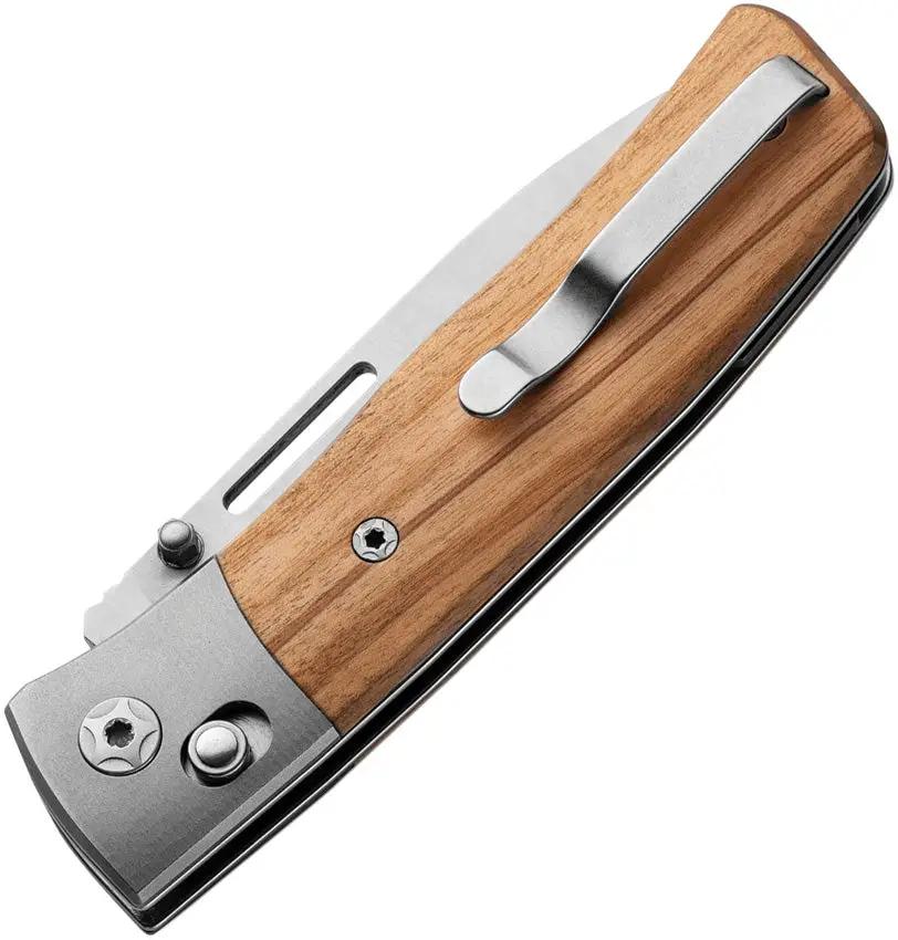 LionSTEEL Nini 2 Crossbar Lock Knife Olive Wood Handle For EDC Enthusiasts Bohler M390 Drop Point by LionSTEEL