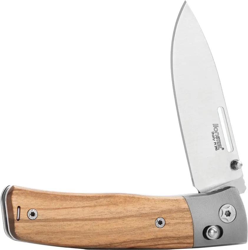 LionSTEEL Nini 2 Crossbar Lock Knife Olive Wood Handle For EDC Enthusiasts Bohler M390 Drop Point by LionSTEEL