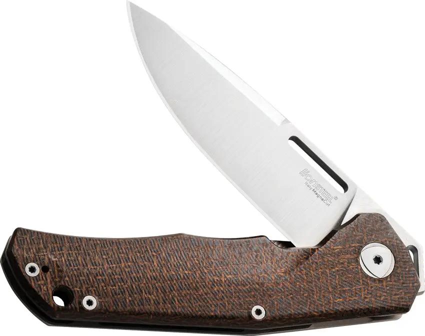LionSteel Q4TTRO Framelock Knife Premium MagnaCut Steel Green Burlap Micarta Handle For EDC Enthusiasts by LionSTEEL