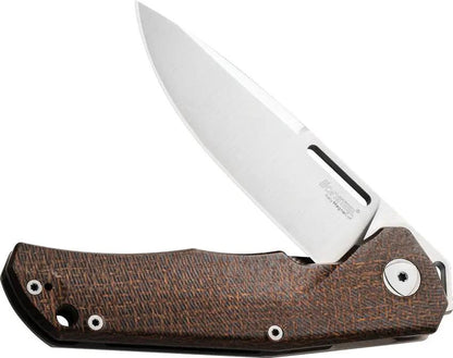 LionSteel Q4TTRO Framelock Knife Premium MagnaCut Steel Green Burlap Micarta Handle For EDC Enthusiasts by LionSTEEL