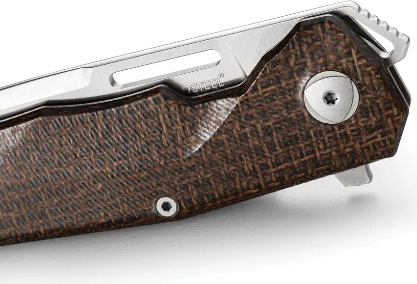 LionSteel Q4TTRO Framelock Knife Premium MagnaCut Steel Green Burlap Micarta Handle For EDC Enthusiasts by LionSTEEL