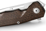 LionSteel Q4TTRO Framelock Knife Premium MagnaCut Steel Green Burlap Micarta Handle For EDC Enthusiasts by LionSTEEL