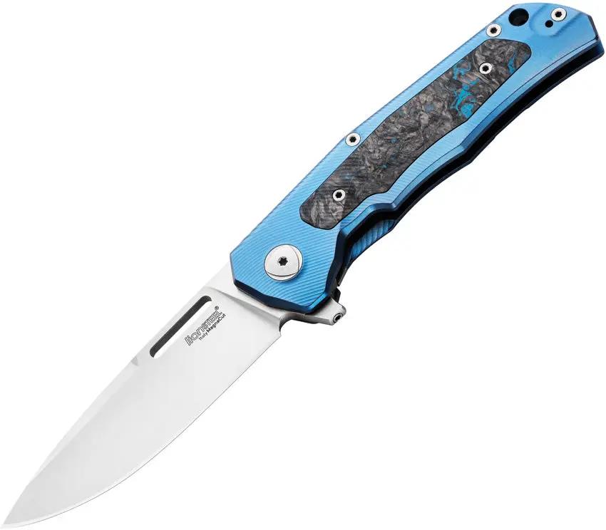 LionSTEEL Q4TTRO Framelock Blue Ti Handle MagnaCut 3.25in EDC Knife For Tactical Enthusiasts by LionSTEEL