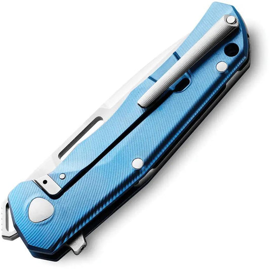 LionSTEEL Q4TTRO Framelock Blue Ti Handle MagnaCut 3.25in EDC Knife For Tactical Enthusiasts by LionSTEEL
