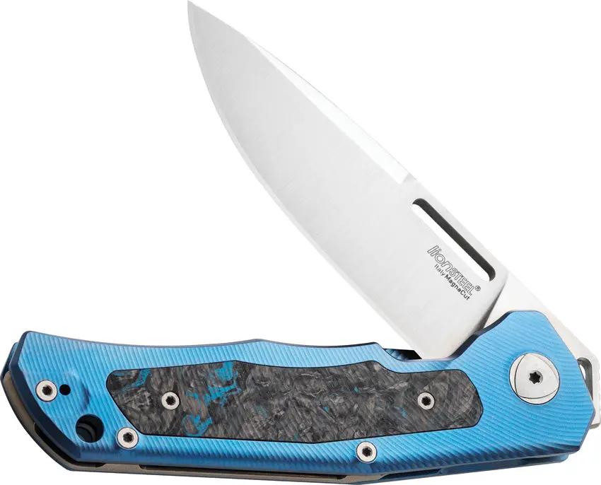 LionSTEEL Q4TTRO Framelock Blue Ti Handle MagnaCut 3.25in EDC Knife For Tactical Enthusiasts by LionSTEEL