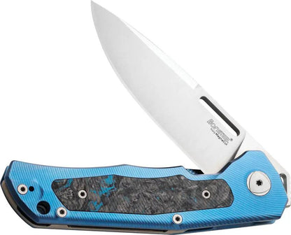 LionSTEEL Q4TTRO Framelock Blue Ti Handle MagnaCut 3.25in EDC Knife For Tactical Enthusiasts by LionSTEEL