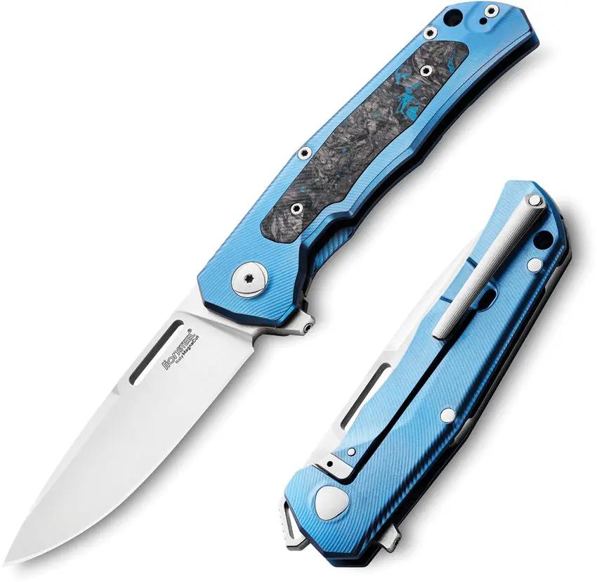 LionSTEEL Q4TTRO Framelock Blue Ti Handle MagnaCut 3.25in EDC Knife For Tactical Enthusiasts by LionSTEEL