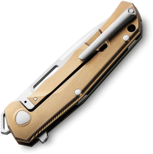 LionSTEEL Q4TTRO Framelock Knife Bronze Ti Handle With Brown Carbon Fiber Inlay MagnaCut Satin Blade For EDC Enthusiasts by LionSTEEL