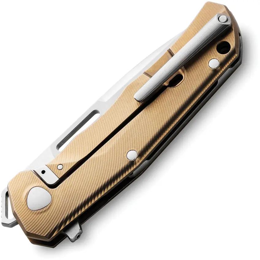 LionSTEEL Q4TTRO Framelock Knife Bronze Ti Handle With Brown Carbon Fiber Inlay MagnaCut Satin Blade For EDC Enthusiasts by LionSTEEL