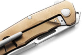 LionSTEEL Q4TTRO Framelock Knife Bronze Ti Handle With Brown Carbon Fiber Inlay MagnaCut Satin Blade For EDC Enthusiasts by LionSTEEL
