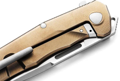 LionSTEEL Q4TTRO Framelock Knife Bronze Ti Handle With Brown Carbon Fiber Inlay MagnaCut Satin Blade For EDC Enthusiasts by LionSTEEL