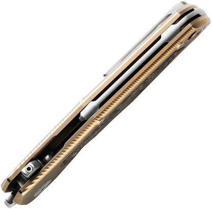LionSTEEL Q4TTRO Framelock Knife Bronze Ti Handle With Brown Carbon Fiber Inlay MagnaCut Satin Blade For EDC Enthusiasts by LionSTEEL