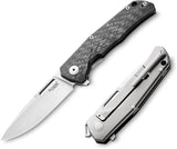 LionSTEEL Q4TTRO Framelock CF Premium MagnaCut Knife For EDC Enthusiasts With Carbon Fiber Handle And Titanium Back by LionSTEEL