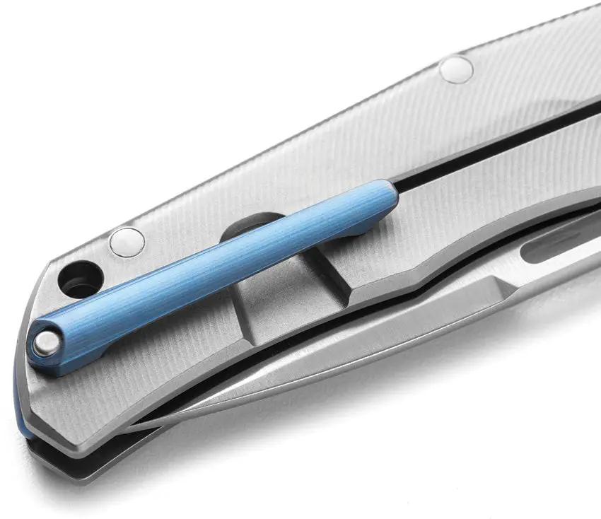 LionSteel Q4TTRO Framelock Knife 3.25in MagnaCut Satin Blade Gray Titanium With Carbon Fiber Inlay 4.5in Closed EDC by LionSTEEL