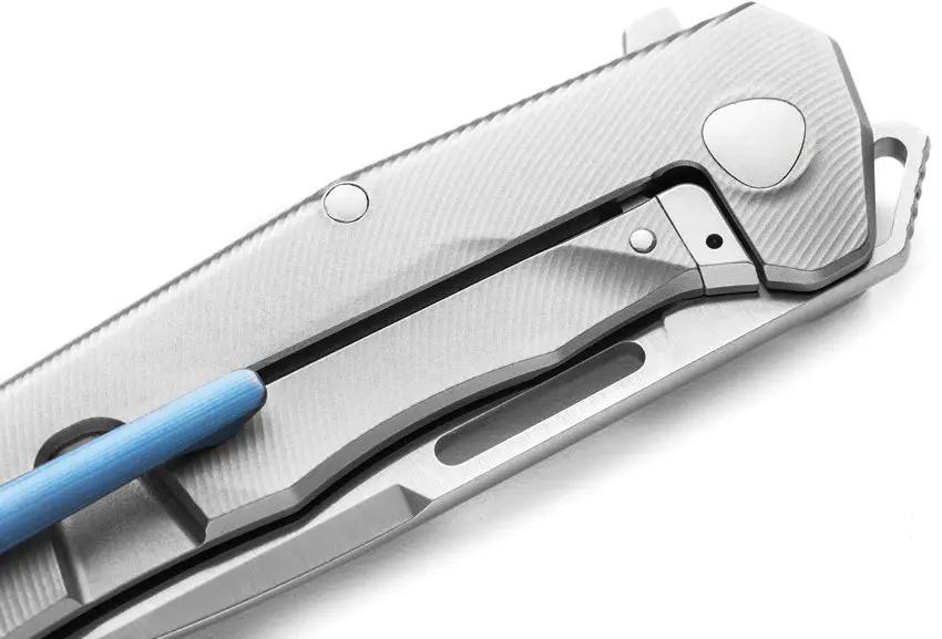 LionSteel Q4TTRO Framelock Knife 3.25in MagnaCut Satin Blade Gray Titanium With Carbon Fiber Inlay 4.5in Closed EDC by LionSTEEL